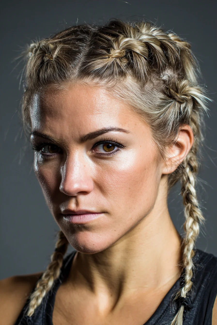 Double Dutch Boxer Braids with Knotted Top Detail