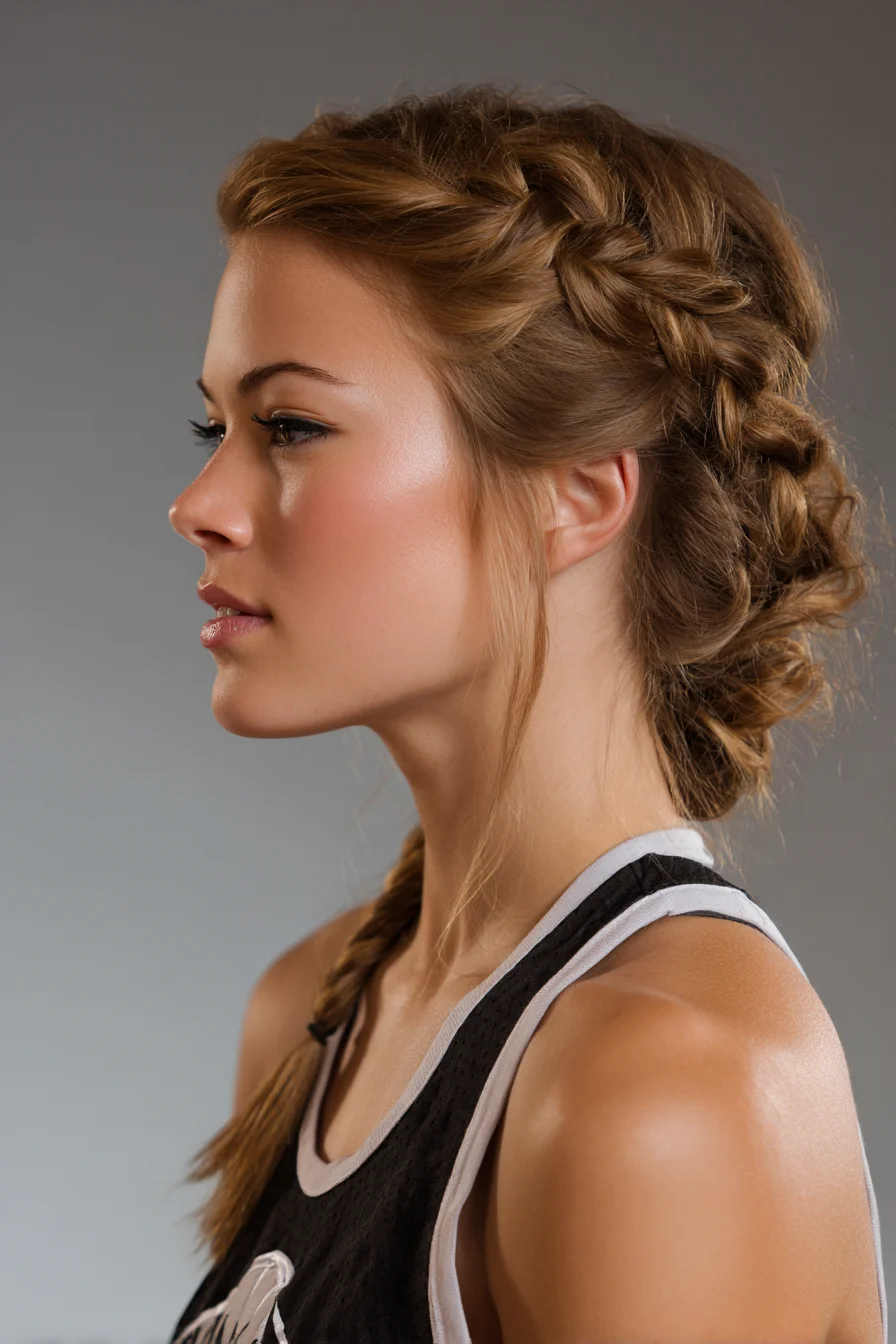 Double Dutch Braids Gathered into a Low Textured Bun — For Wavy to Thick Hair
