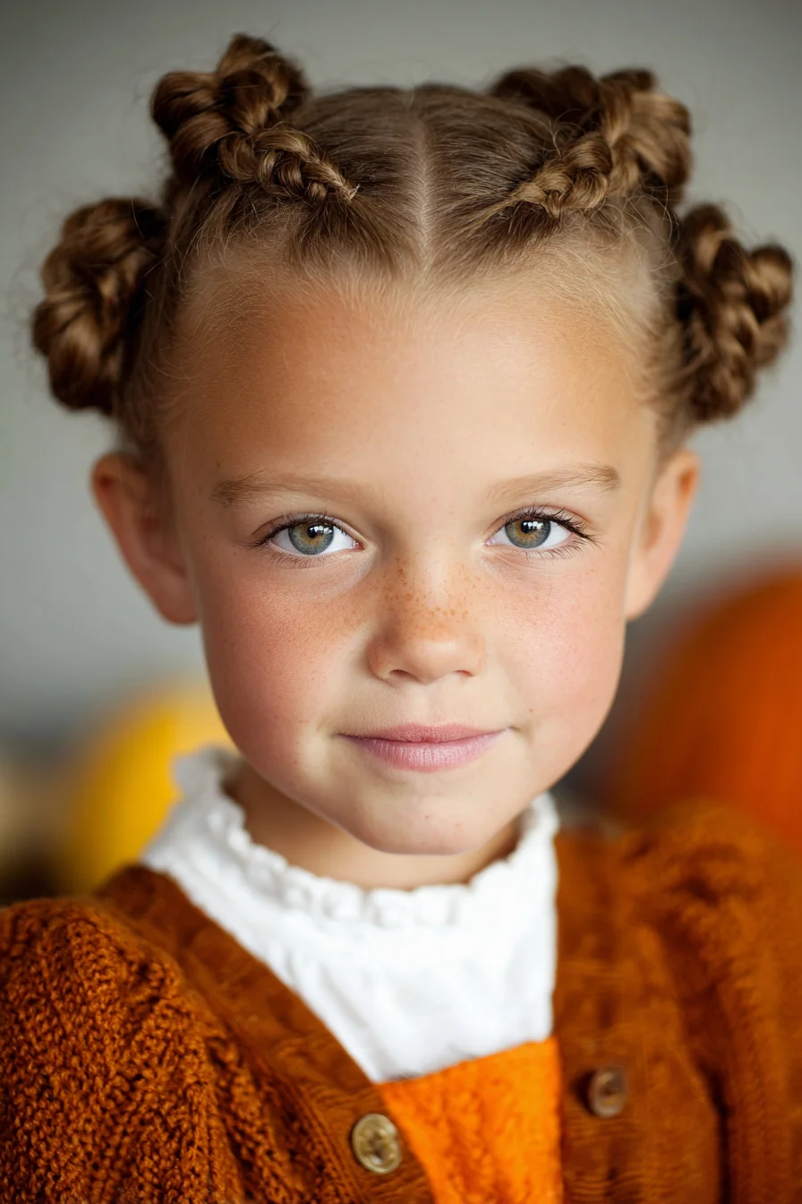 Double Dutch Braids Into Mini Space Buns — Braided Kids Hairstyle