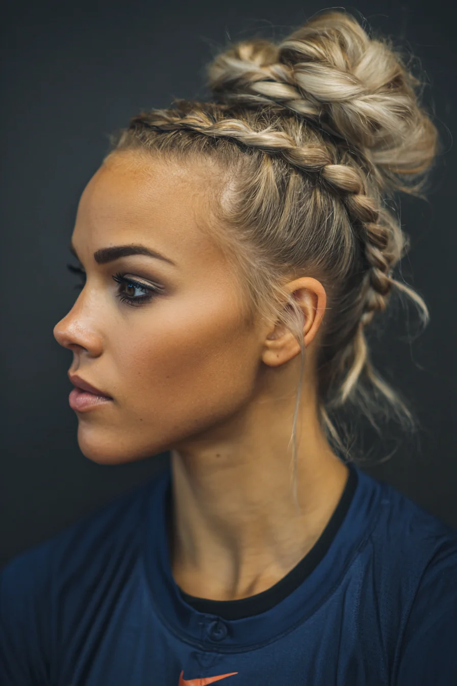 Double Dutch Braids to Messy Top Knot — Braided Crown for Medium–Long Hair