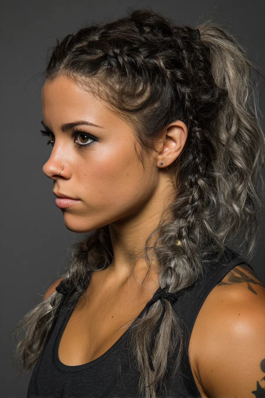 Double Dutch Braids Transitioning to a Textured High Ponytail