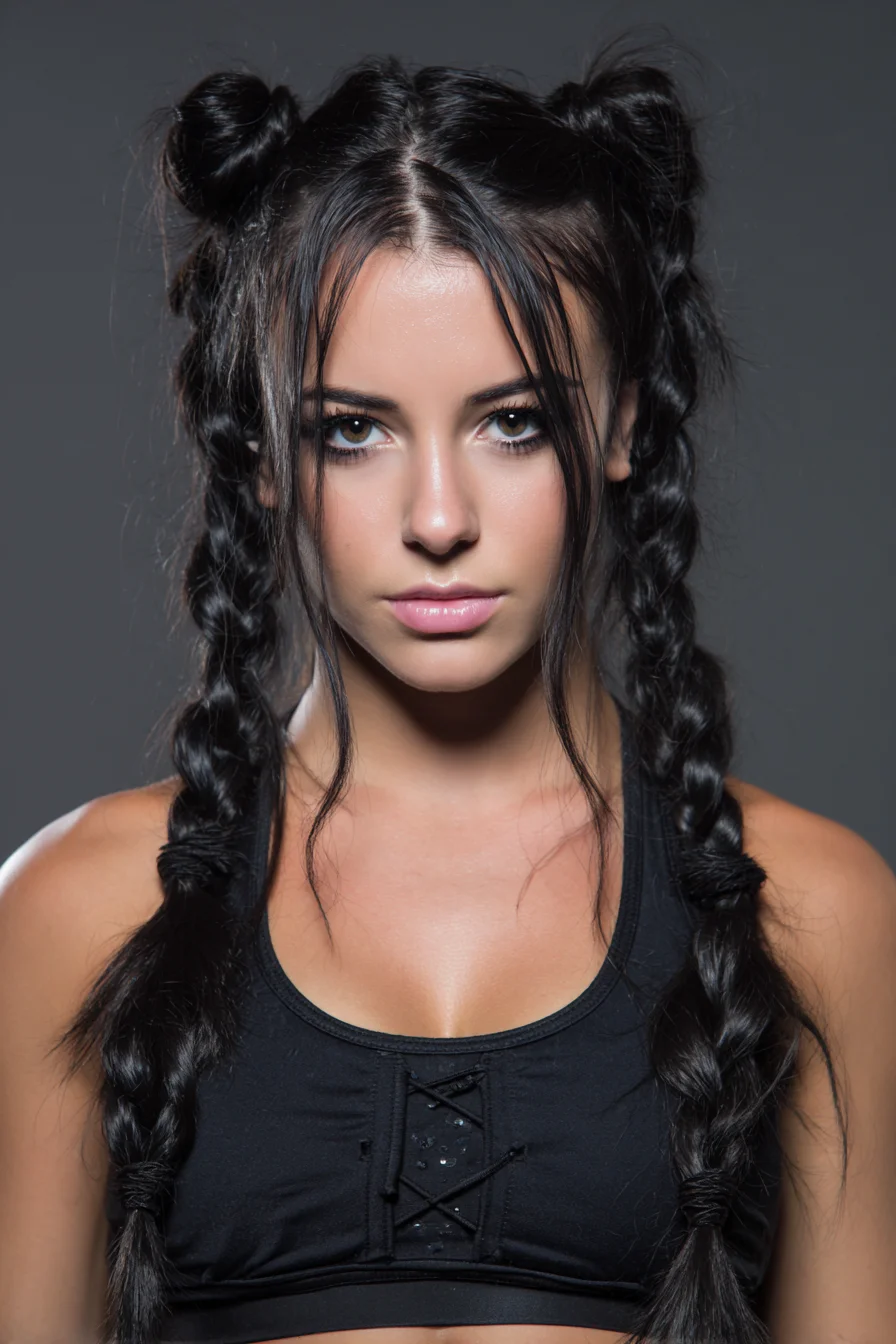 Double Dutch Braids with Half-Up Space Buns and Face‑Framing Pieces