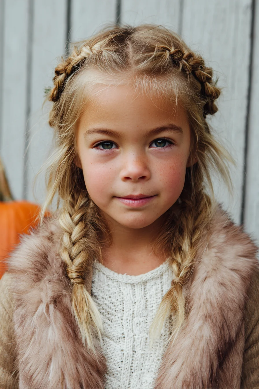 Double Dutch Crown Braids Transitioning to Textured Side Braids