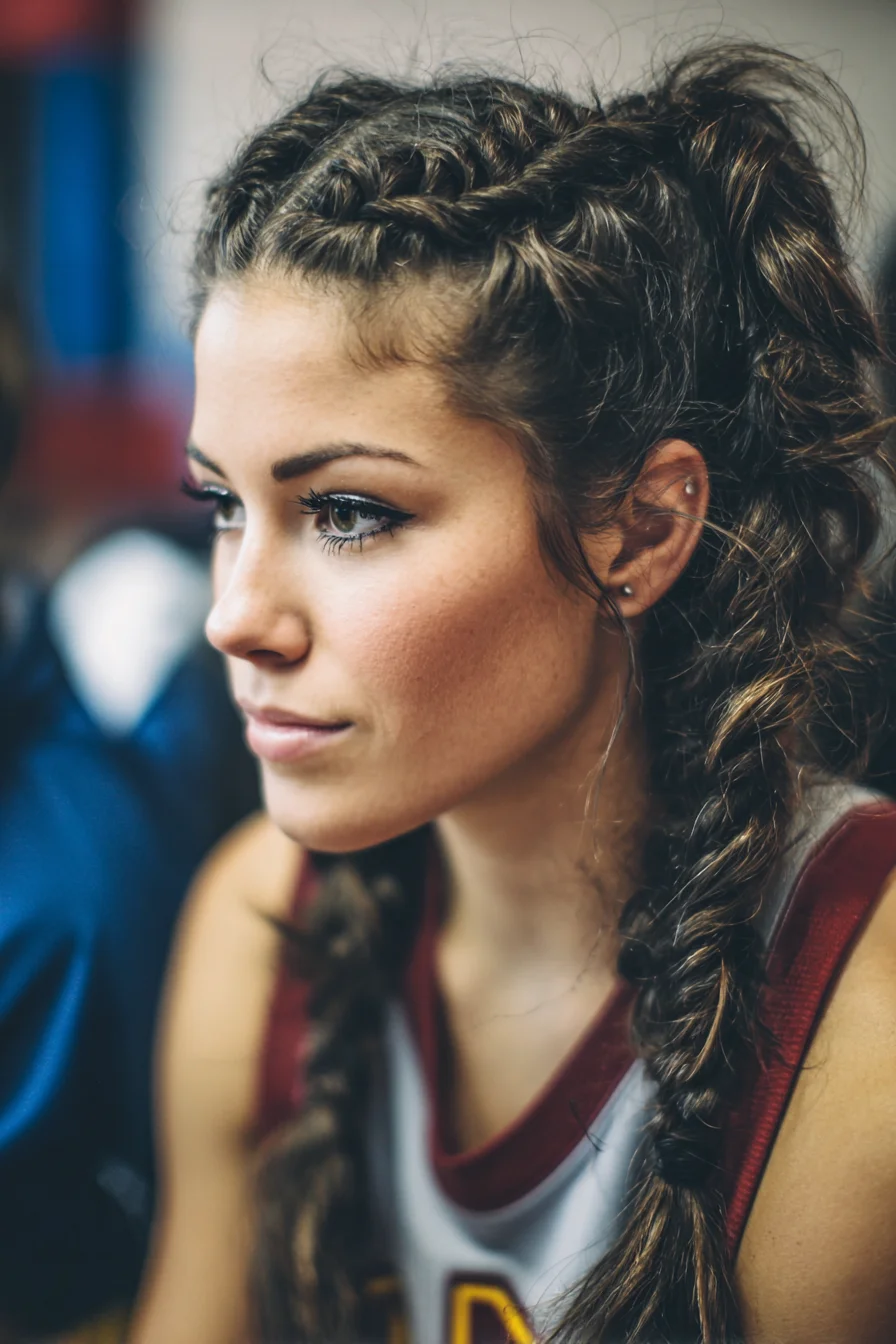 Double French (Boxer) Braids into Textured Braided Ponytails