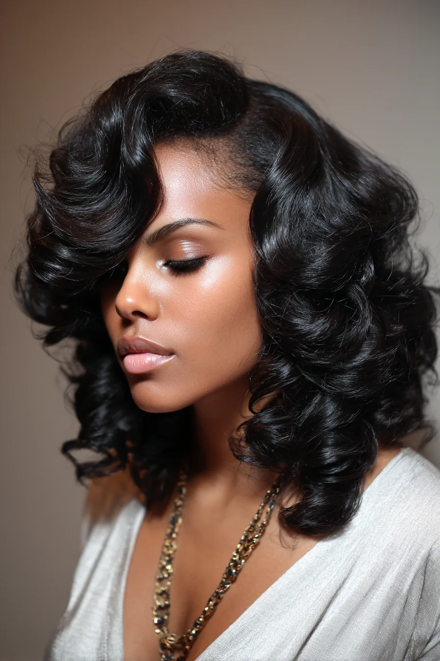 Glossy Bouncy Finger Waves and Curls for Natural Hair