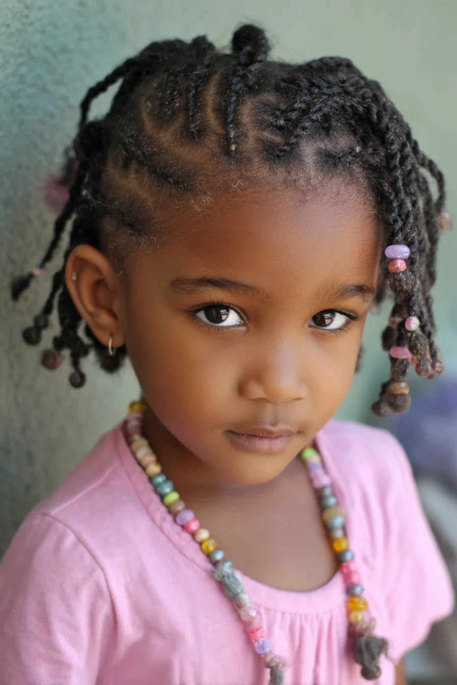 Kids Short Box Braids with Beaded Ends — Protective Natural Hair Style