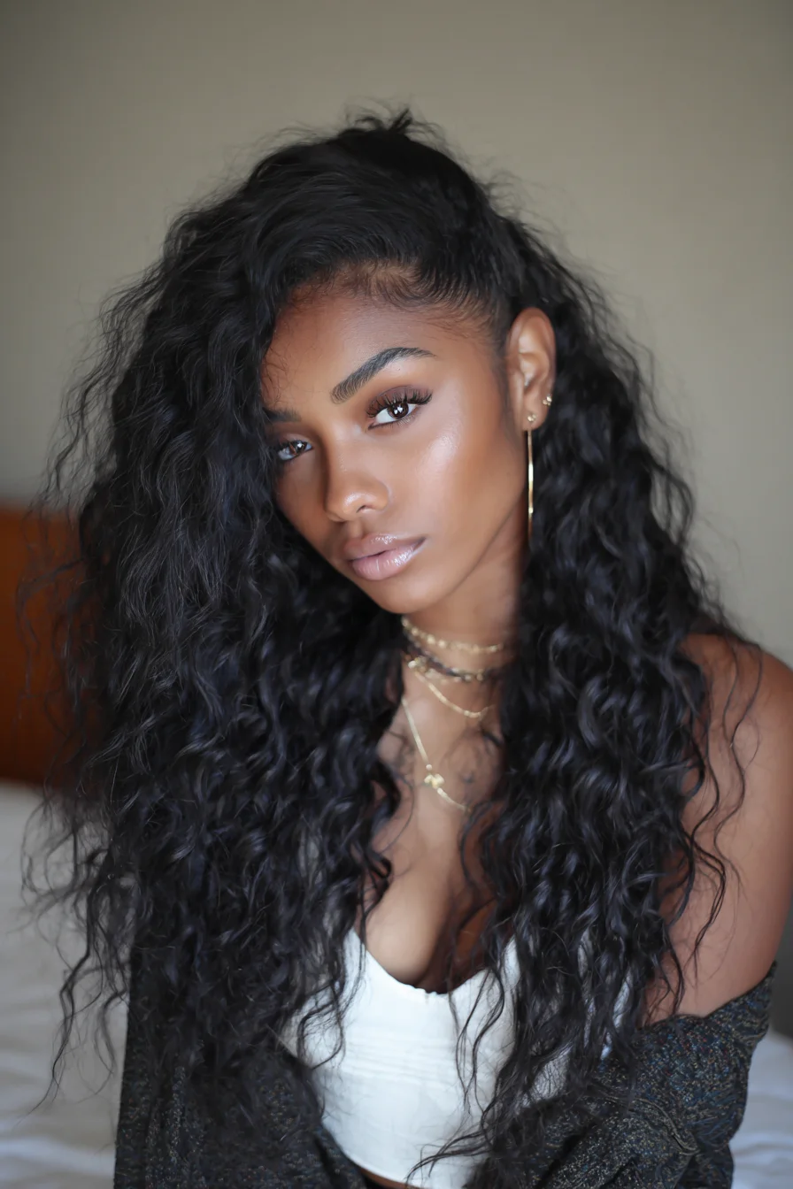 Long Deep Wave Curls with Soft Face‑Framing Layers