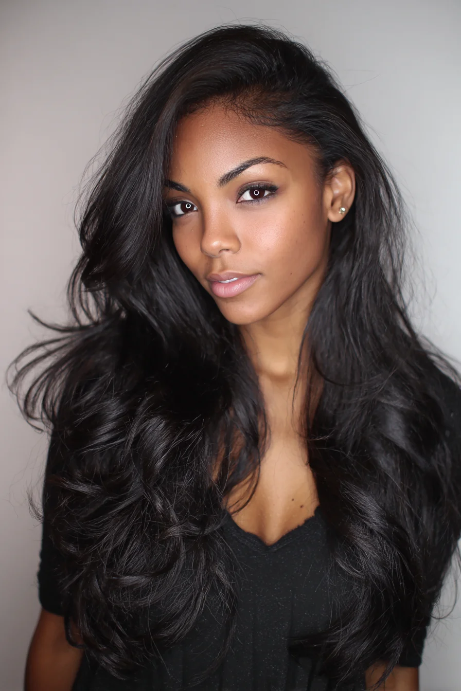 Long Layered Blowout with Face‑Framing Voluminous Waves