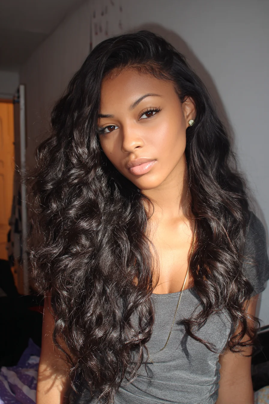 Long Layered Loose Waves for Thick Natural Hair