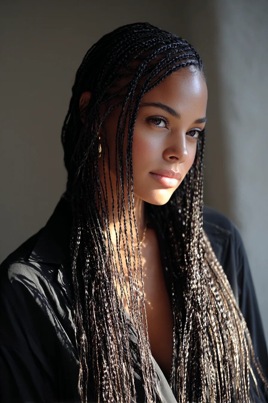 Long Micro Box Braids — Small Box Braids with Sleek Face‑Framing Sections