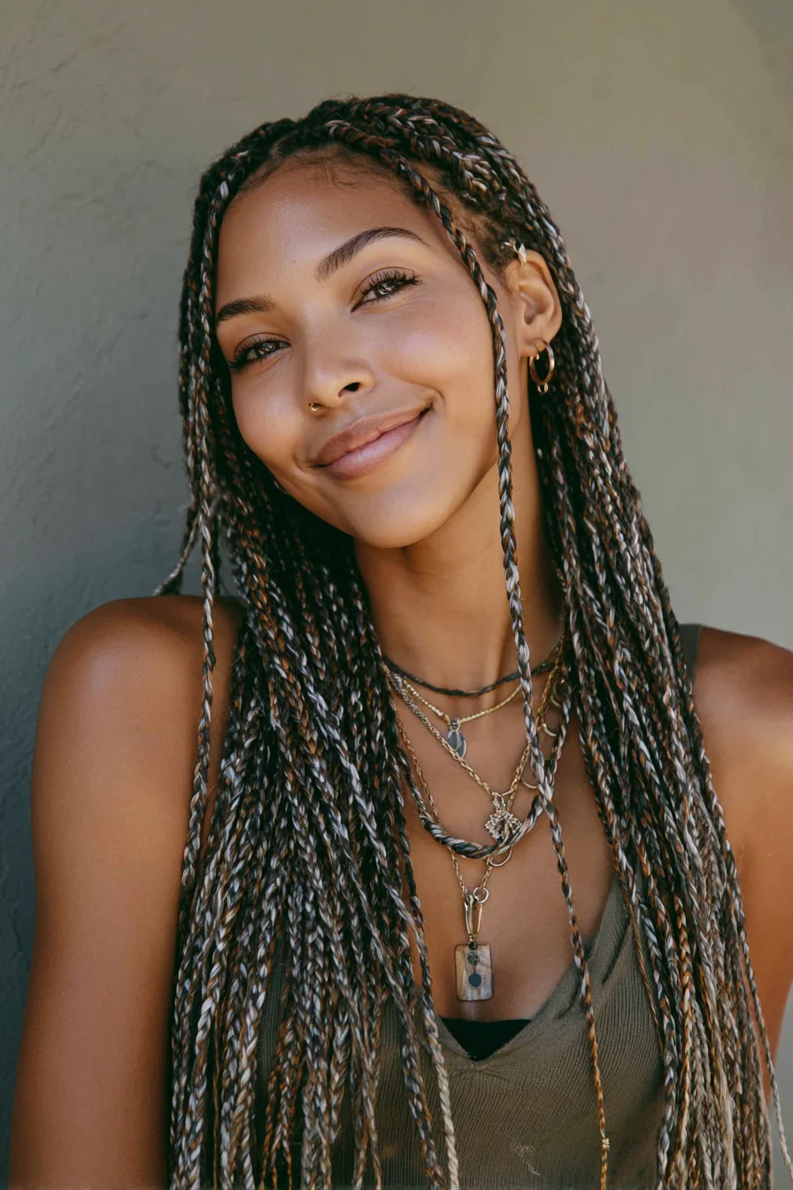 Long Micro Twists with Multi-Tone Highlighted Extensions