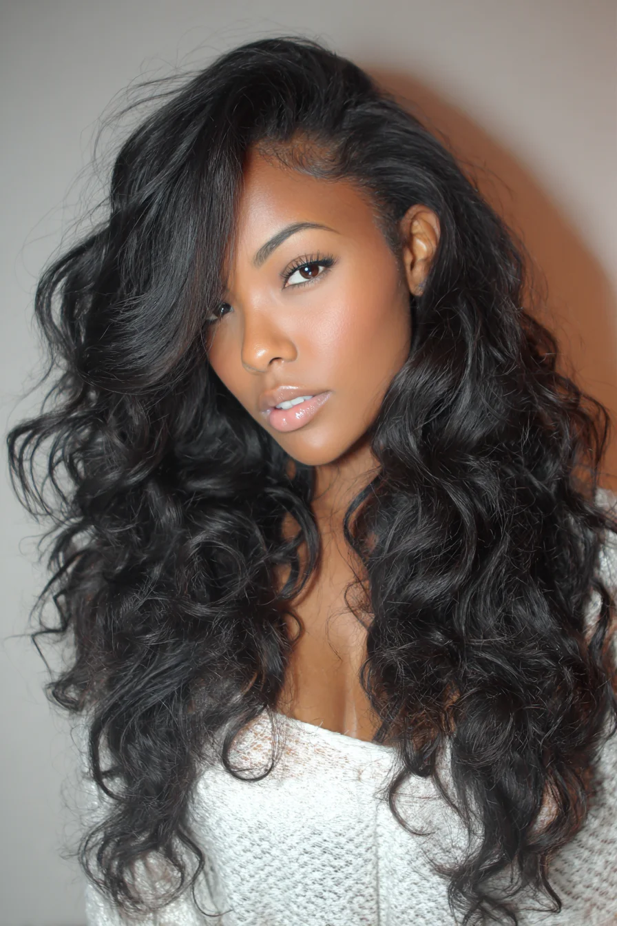 Long Voluminous Loose Waves with Side-Swept Volume