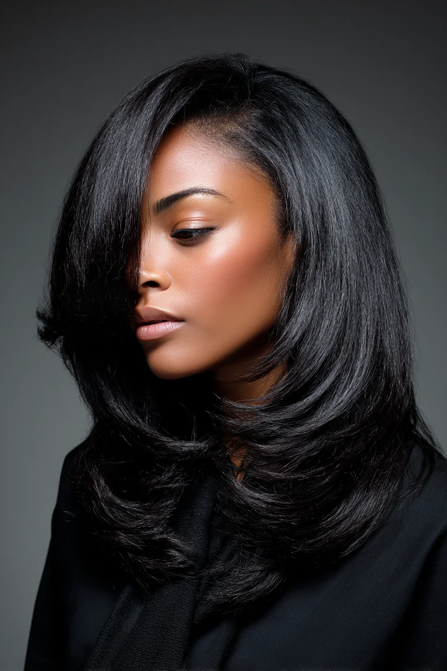 Mid-Length Layered Blowout with Face-Framing Volume