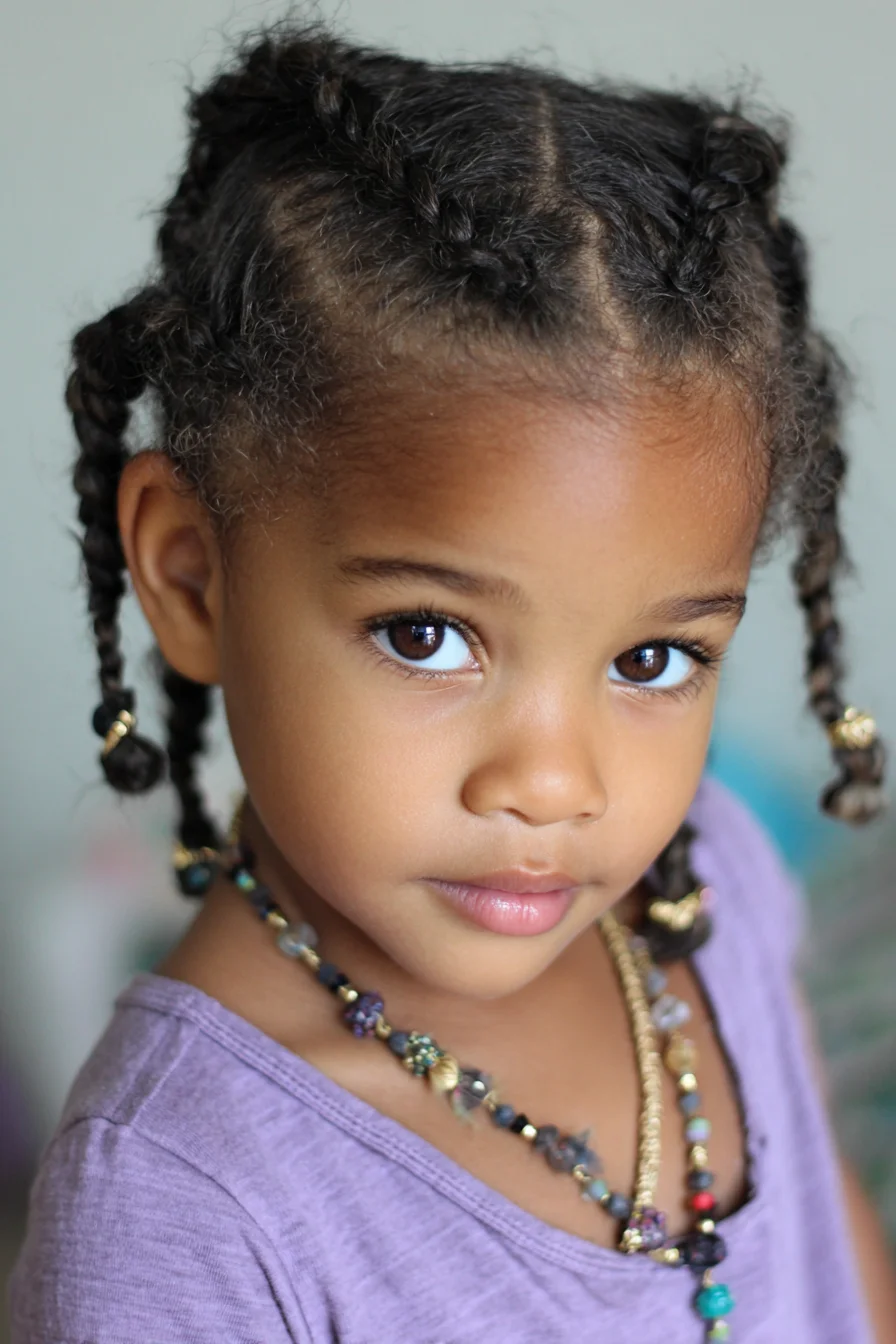 Mini Cornrows with Braided Ends — Child-Friendly Natural Hair Style