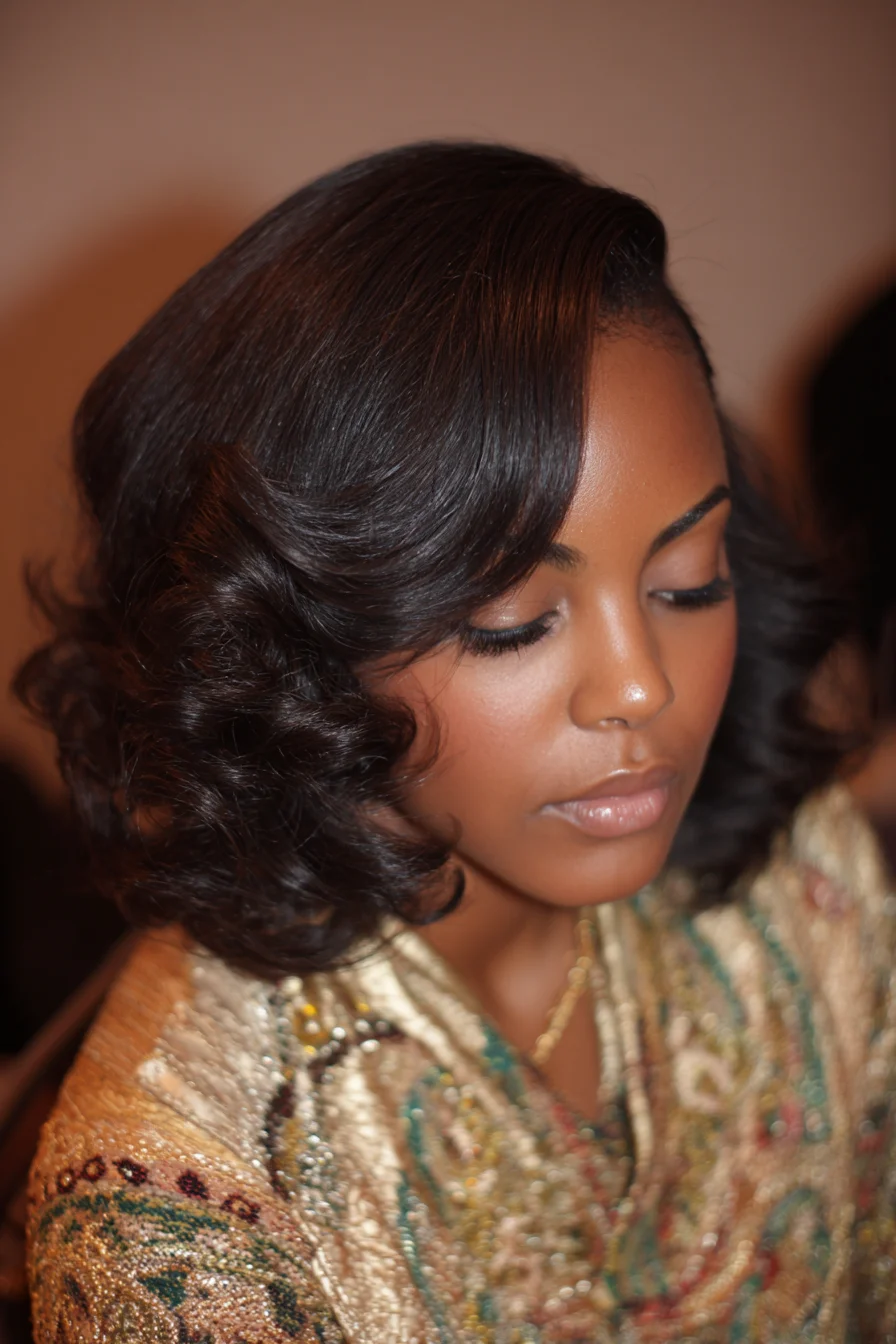 Retro Deep‑Side Bob with Soft Sculpted Curls