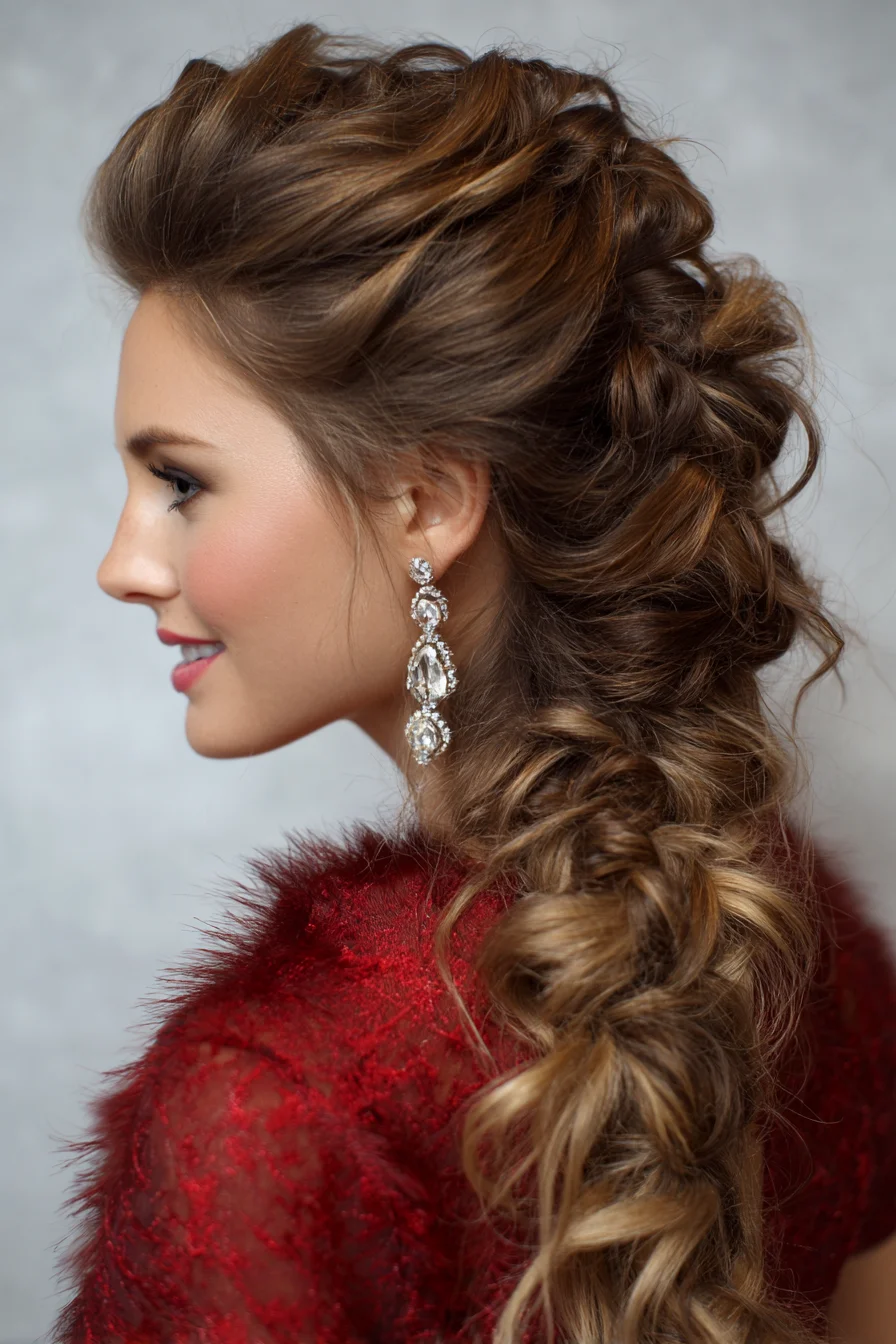 Romantic Voluminous Side Pull-Through Braid with Soft Waves