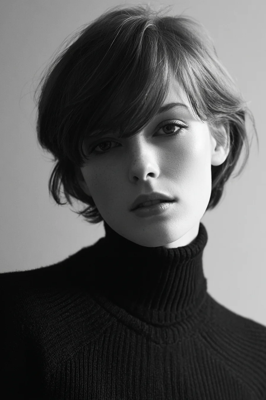 Short Layered Pixie with Side-Swept Fringe