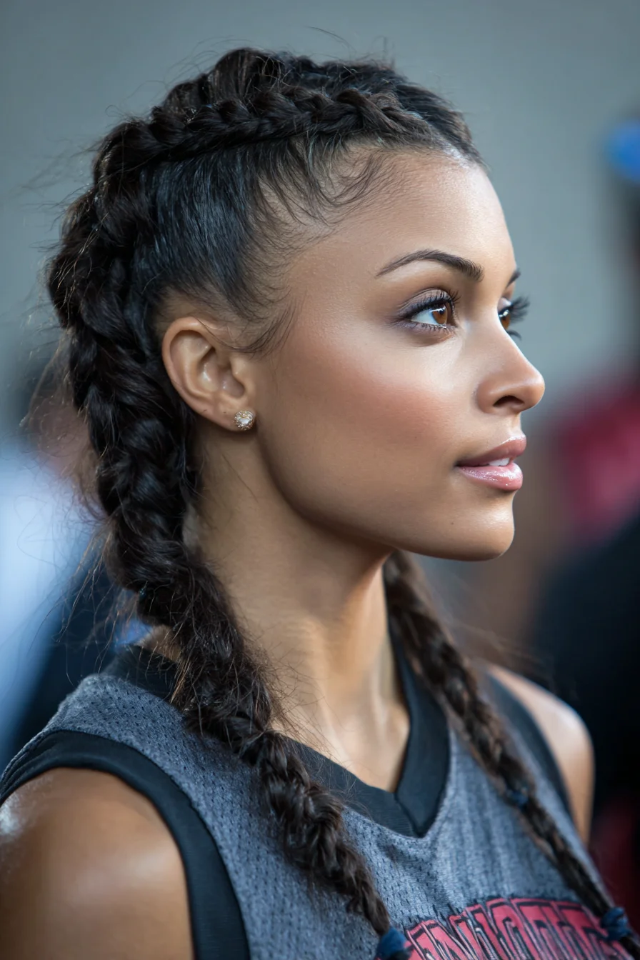 Sleek Double Dutch (Boxer) Braids with Smooth Edge Styling