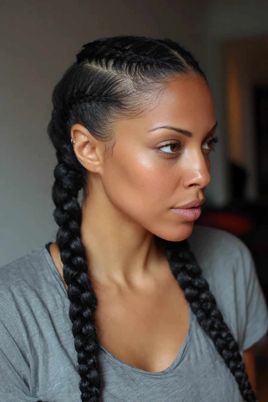Sleek Double Dutch Braids (Boxer Braids) for Long, Thick Hair