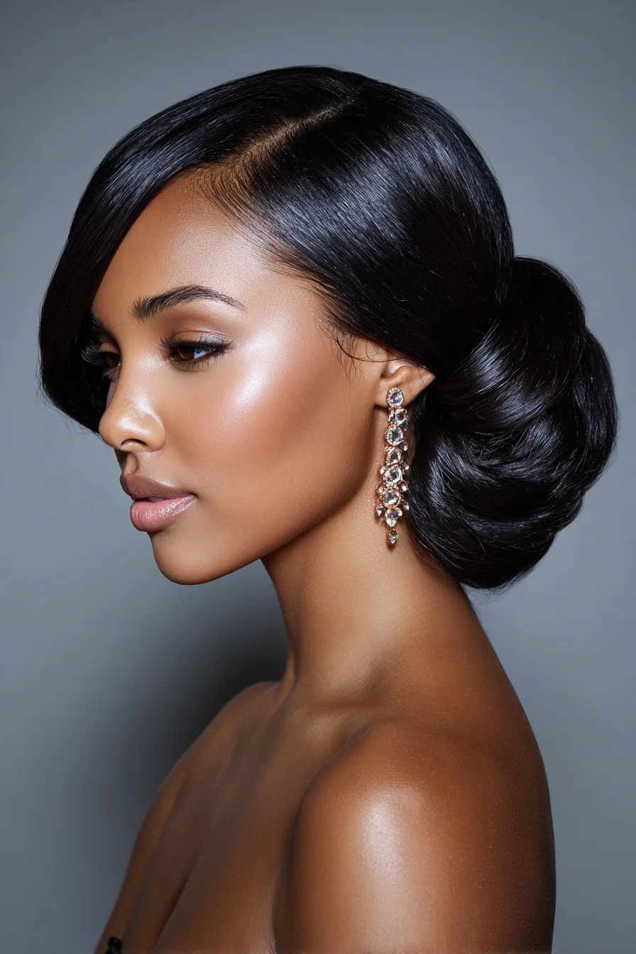 Sleek Side-Part Low Chignon — Polished Formal Updo