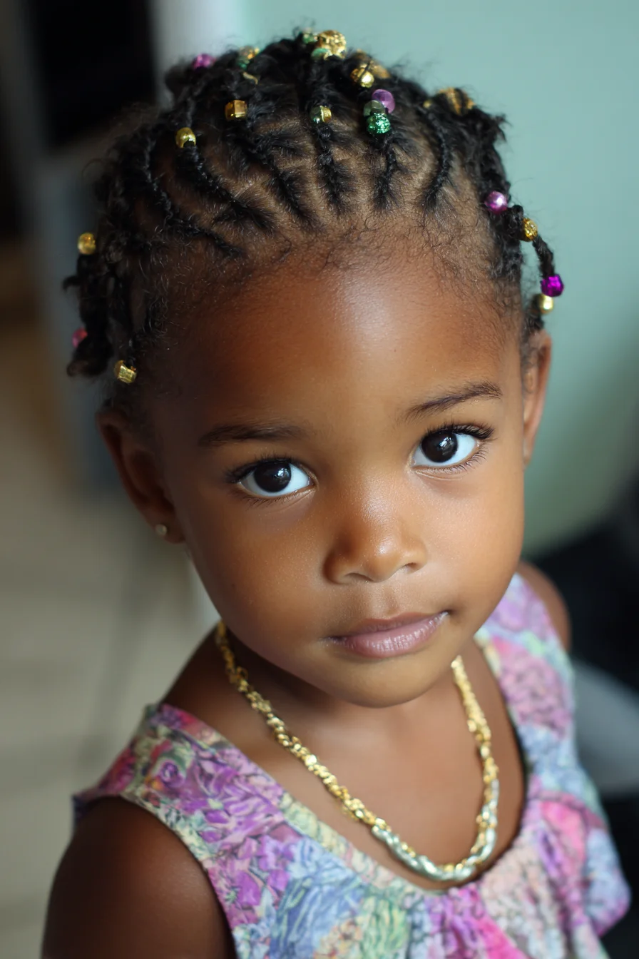 Small Cornrows with Colorful Beaded Ends — Neat Protective Style