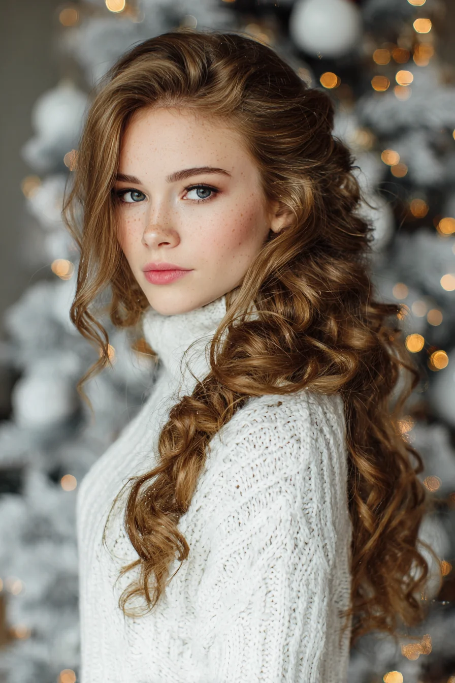 Soft Voluminous Side‑Swept Curls for Long Wavy Hair