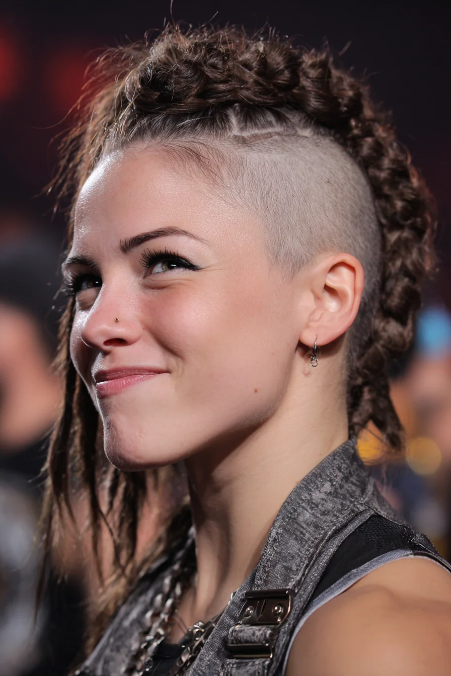 Textured Braided Mohawk with Shaved Undercut