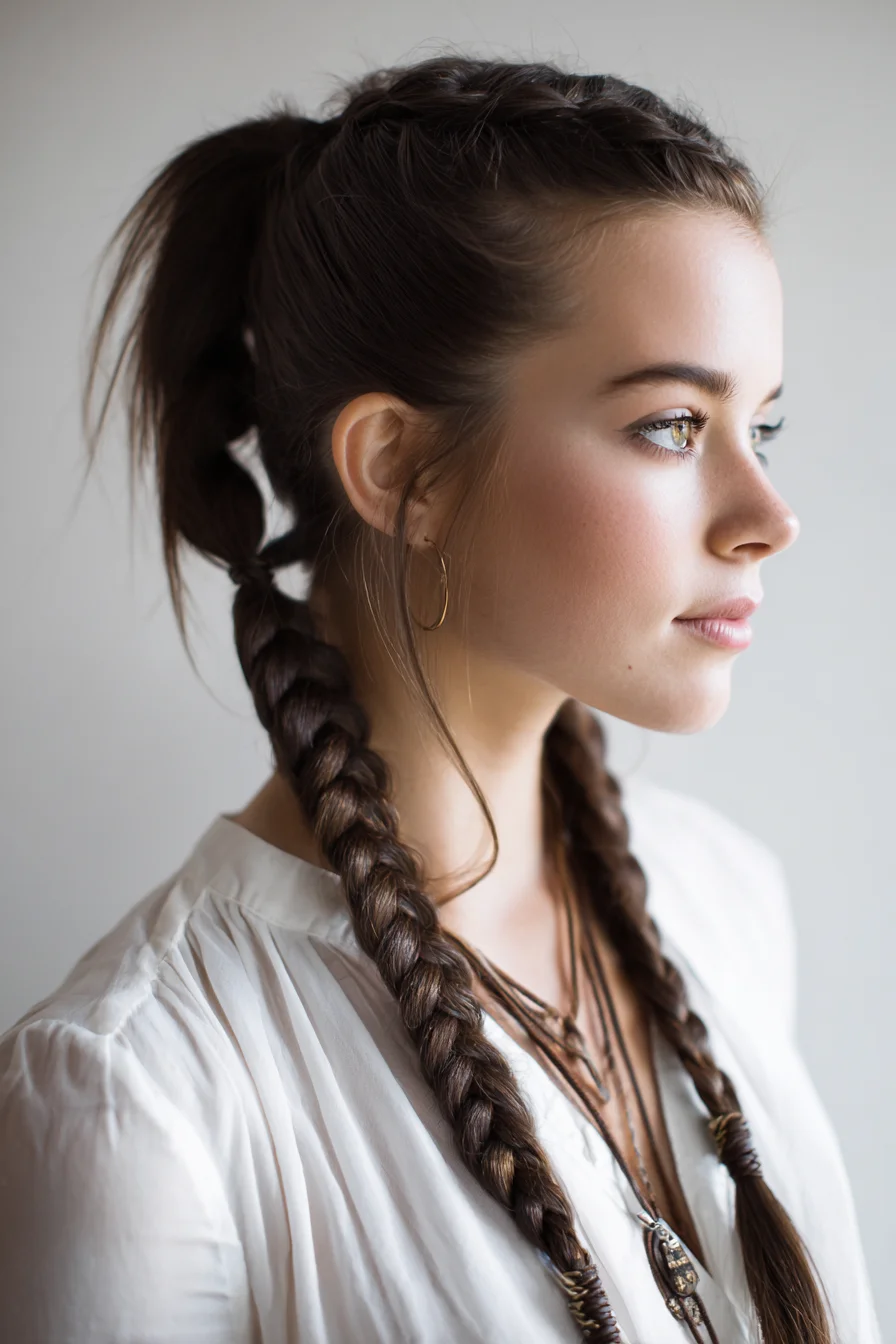 Textured Double Dutch Braids with Face‑Framing Strands