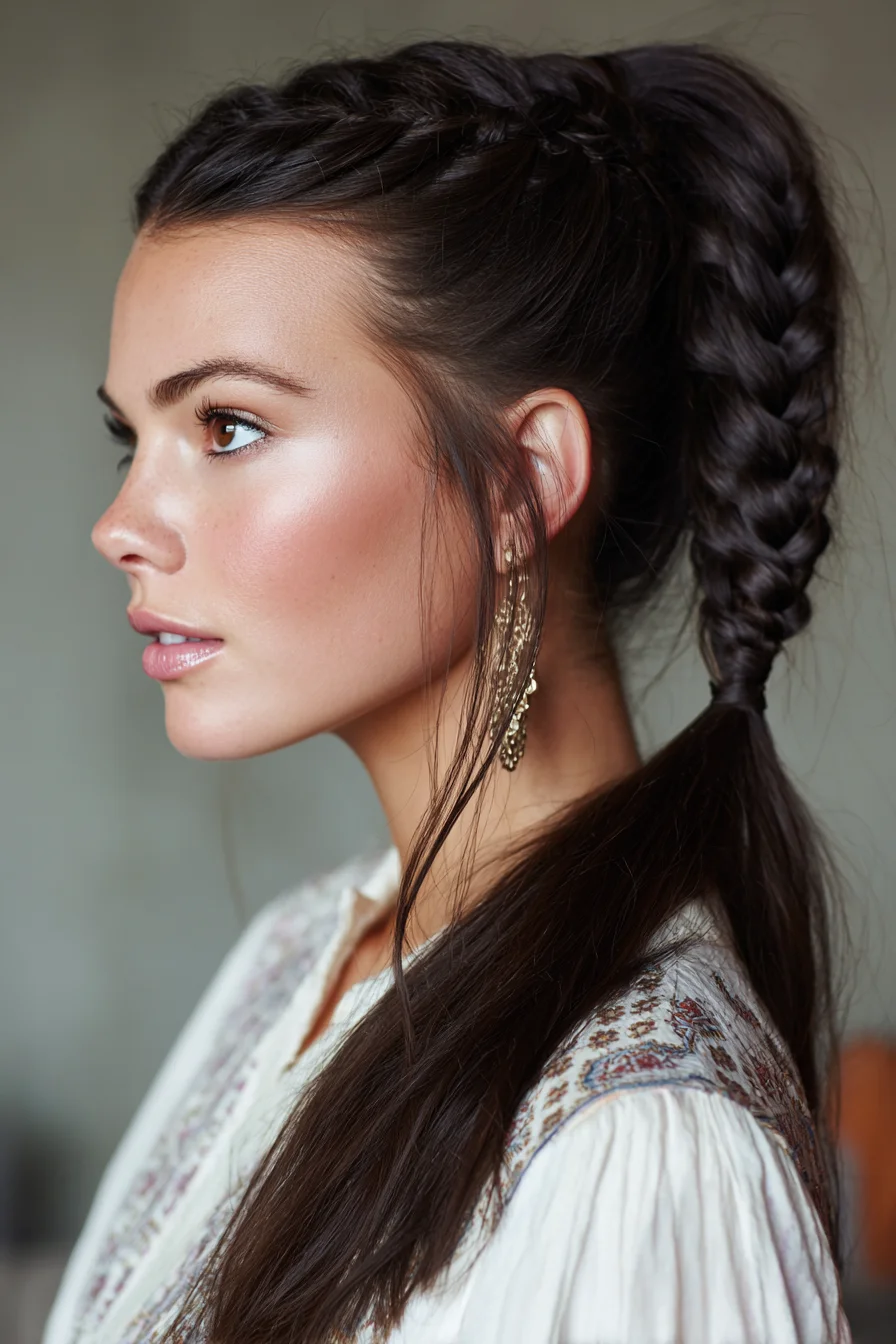 Textured Dutch Braid High Ponytail