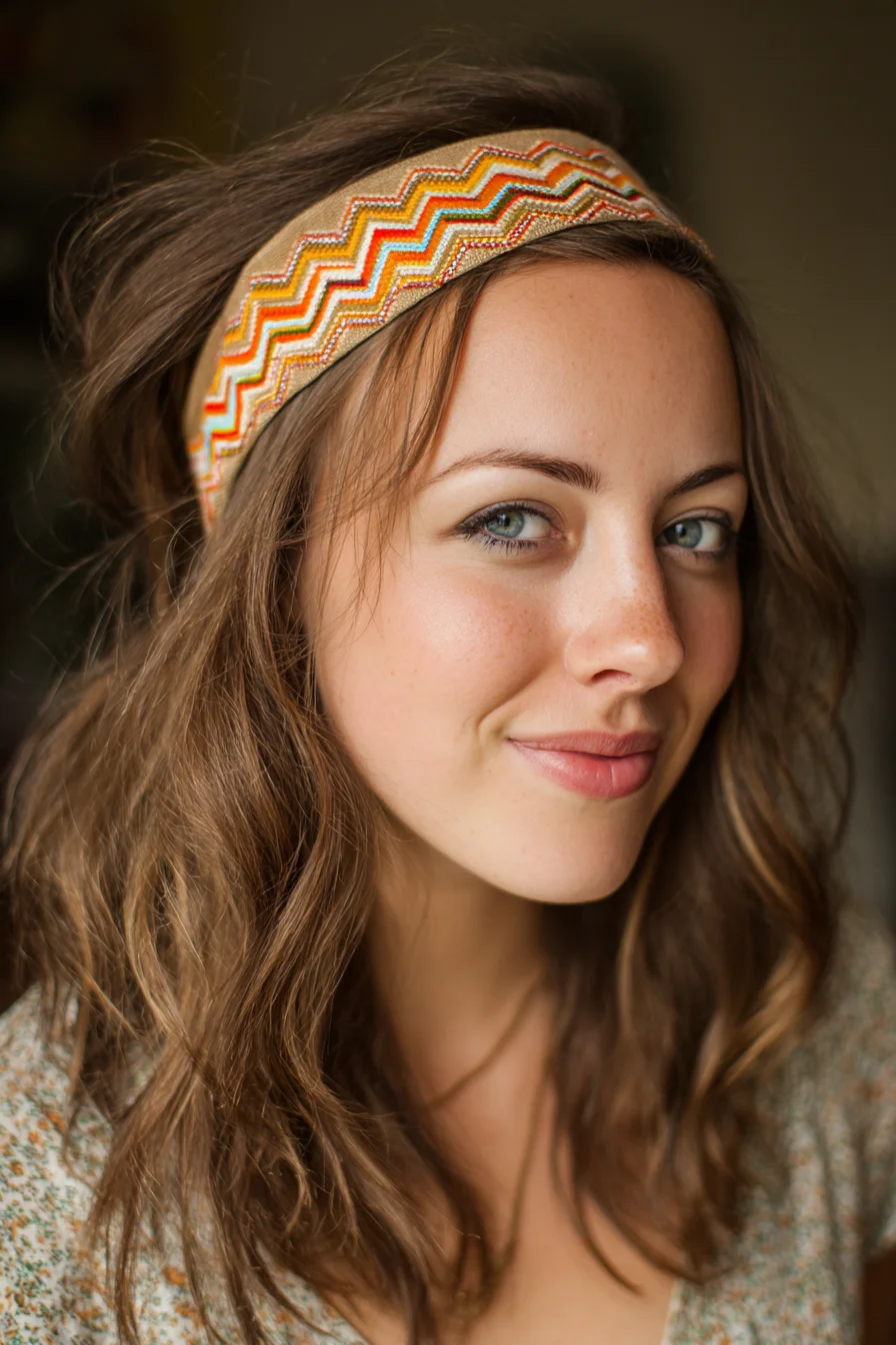Textured Loose Waves with Boho Headband for Mid-Length Hair