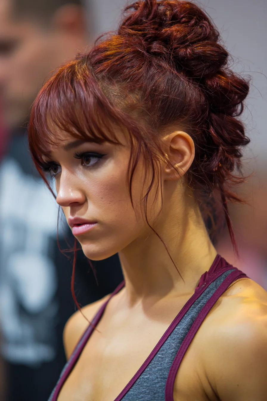 Textured Messy Braided Bun with Face‑Framing Wisps