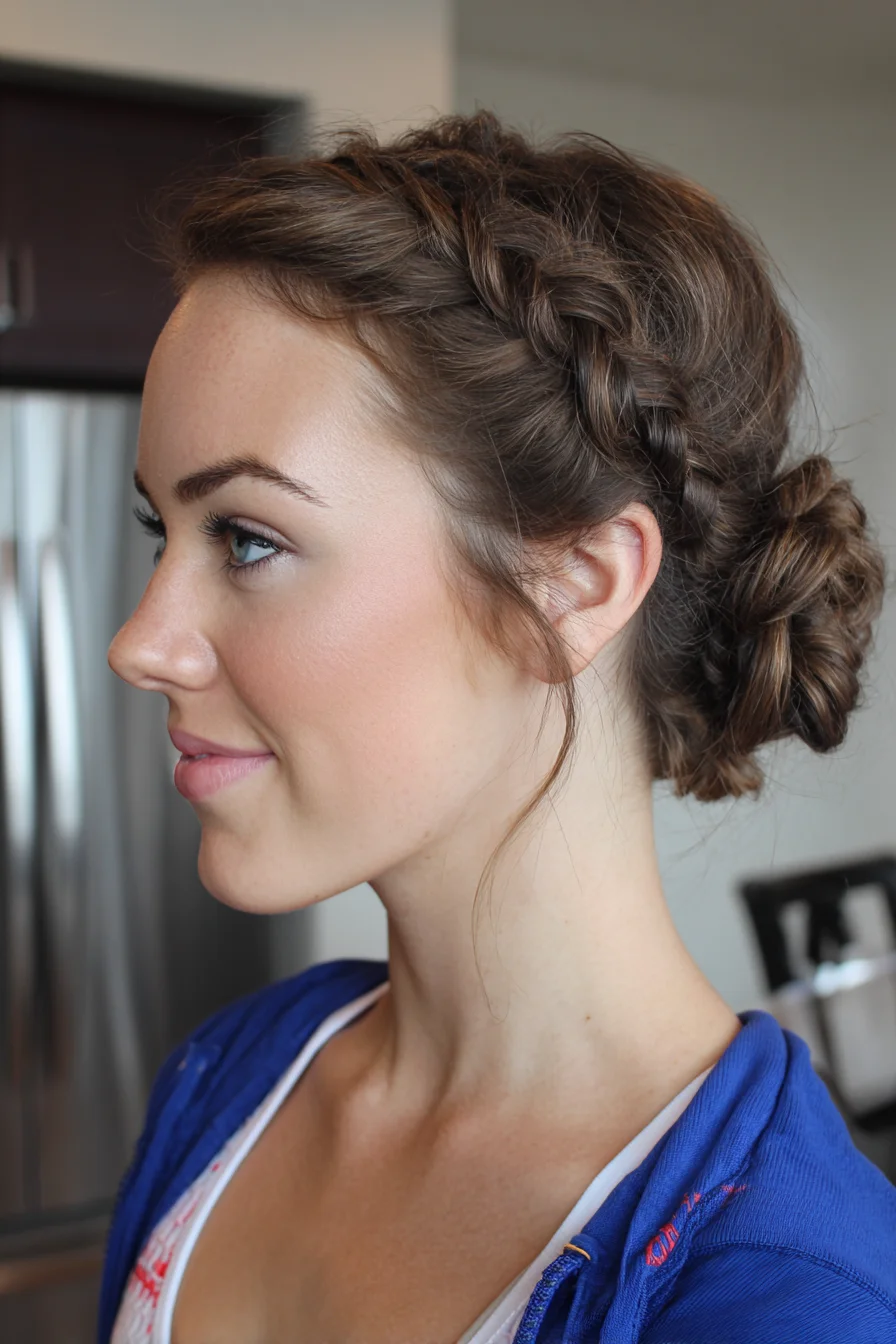 Textured Side Dutch Braid into Low Braided Bun — Romantic Updo