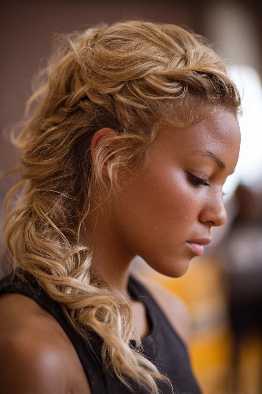 Textured Side Fishtail with Soft Crown Twists — Loose Braided Ponytail