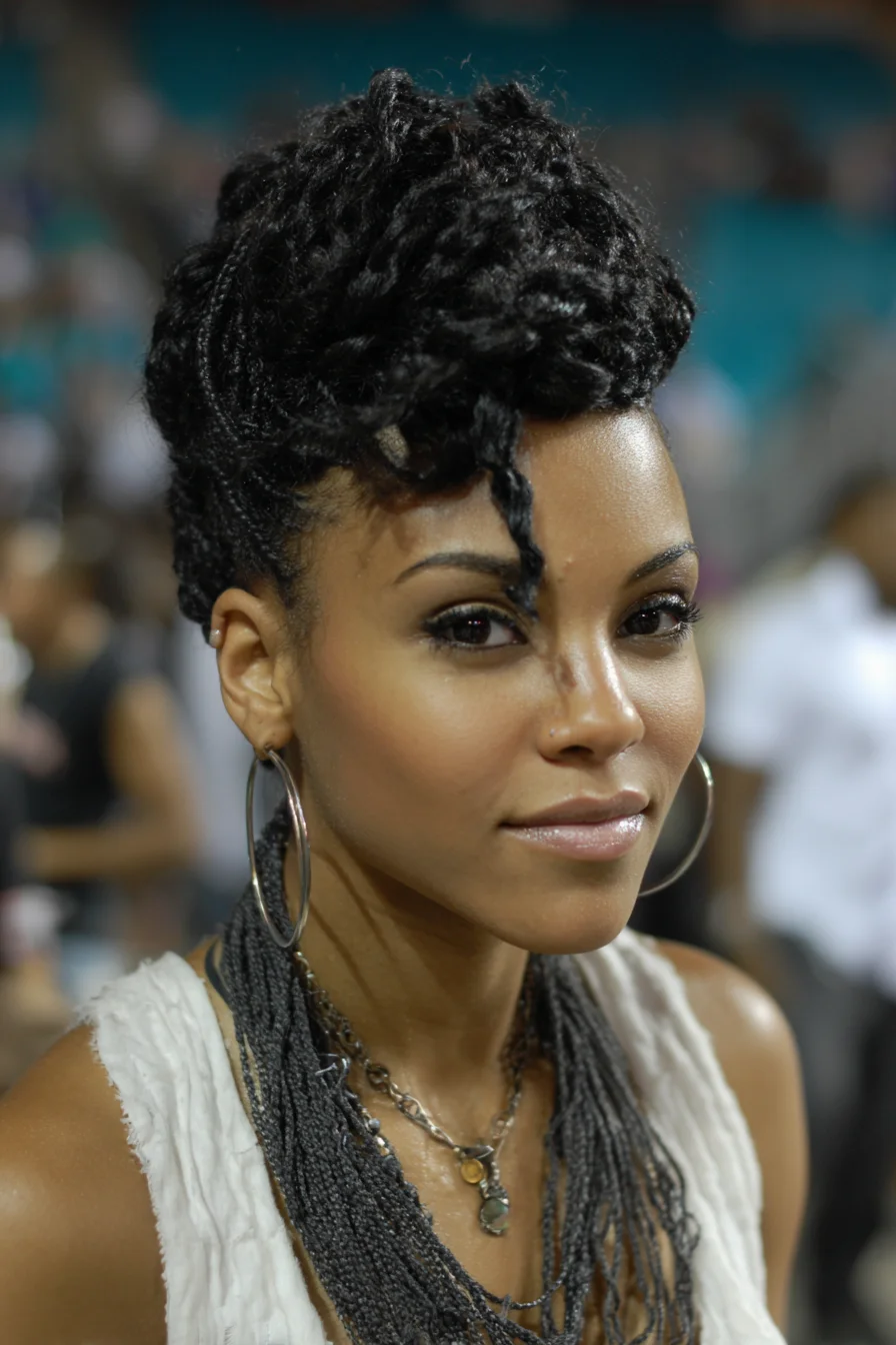 Upswept Mini-Twist Pompadour on Natural Afro-Textured Hair