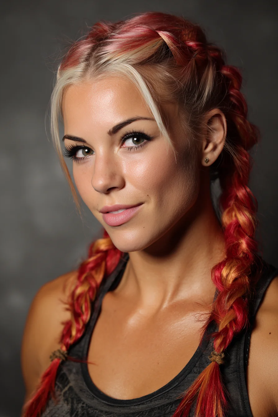 Vibrant Dutch (Boxer) Braids with Blonde Face‑Framing Highlights
