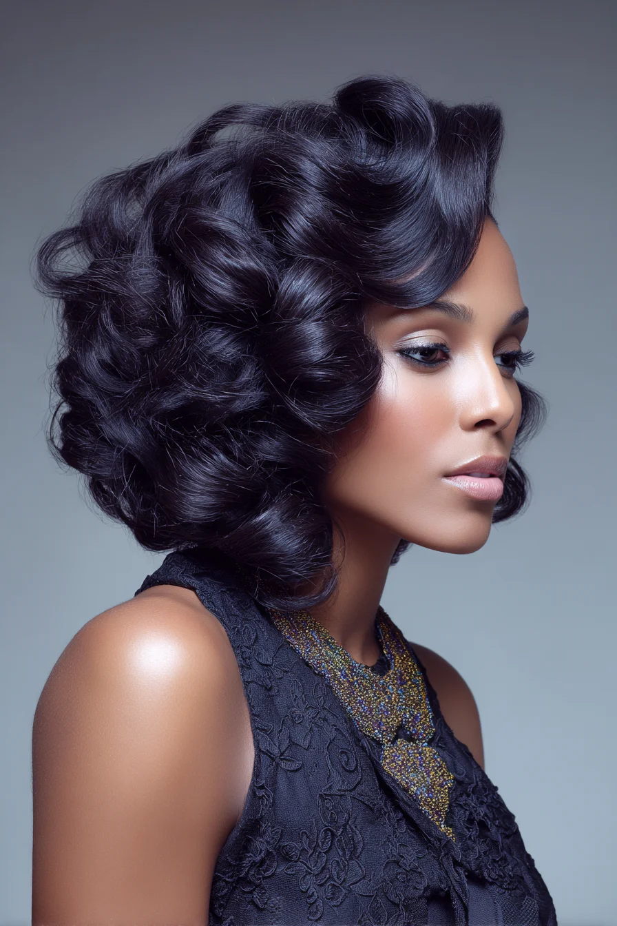 Vintage Barrel-Curl Bob with Sculpted Finger Waves