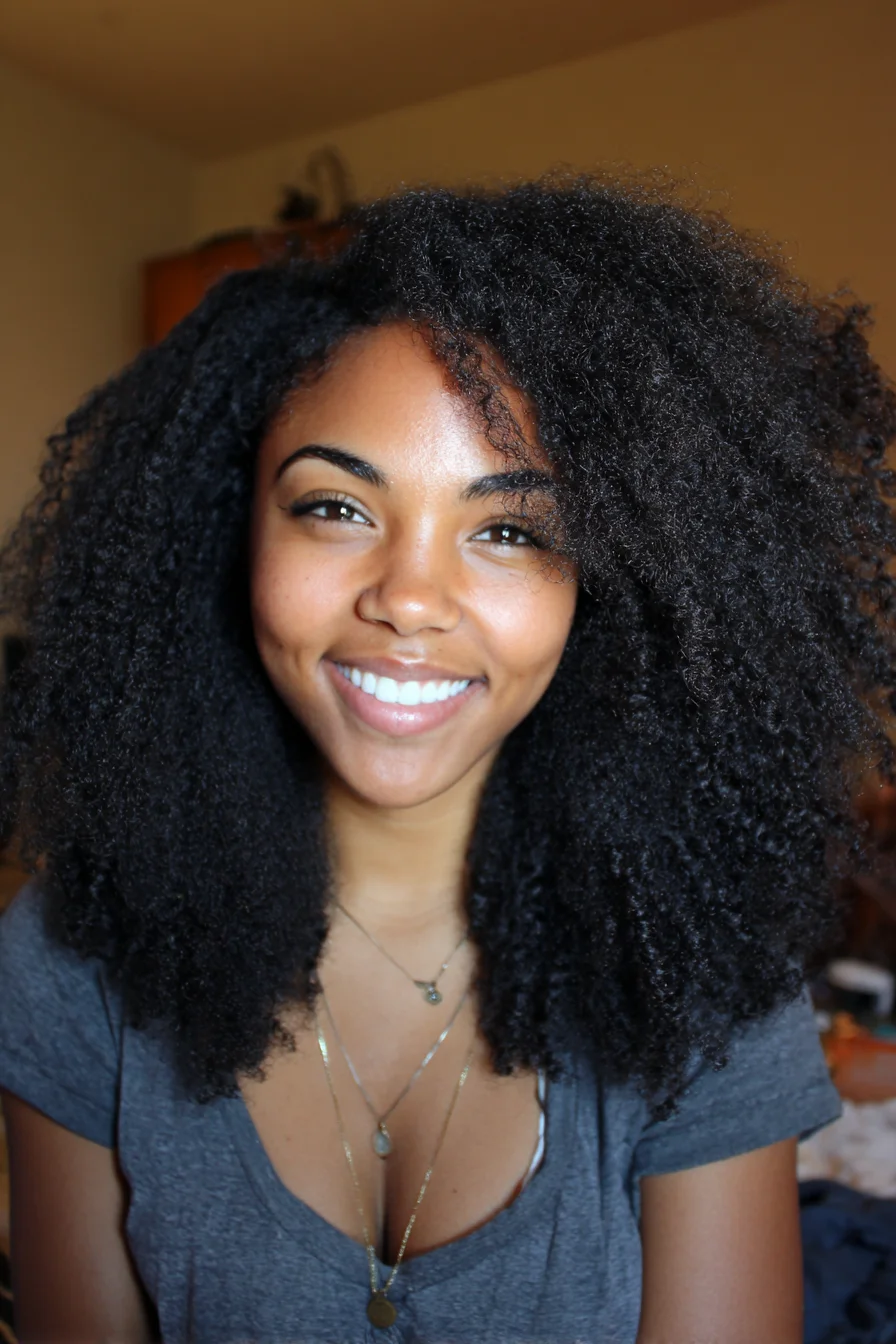 Voluminous Defined Natural Afro for 4A-4C Curly Hair