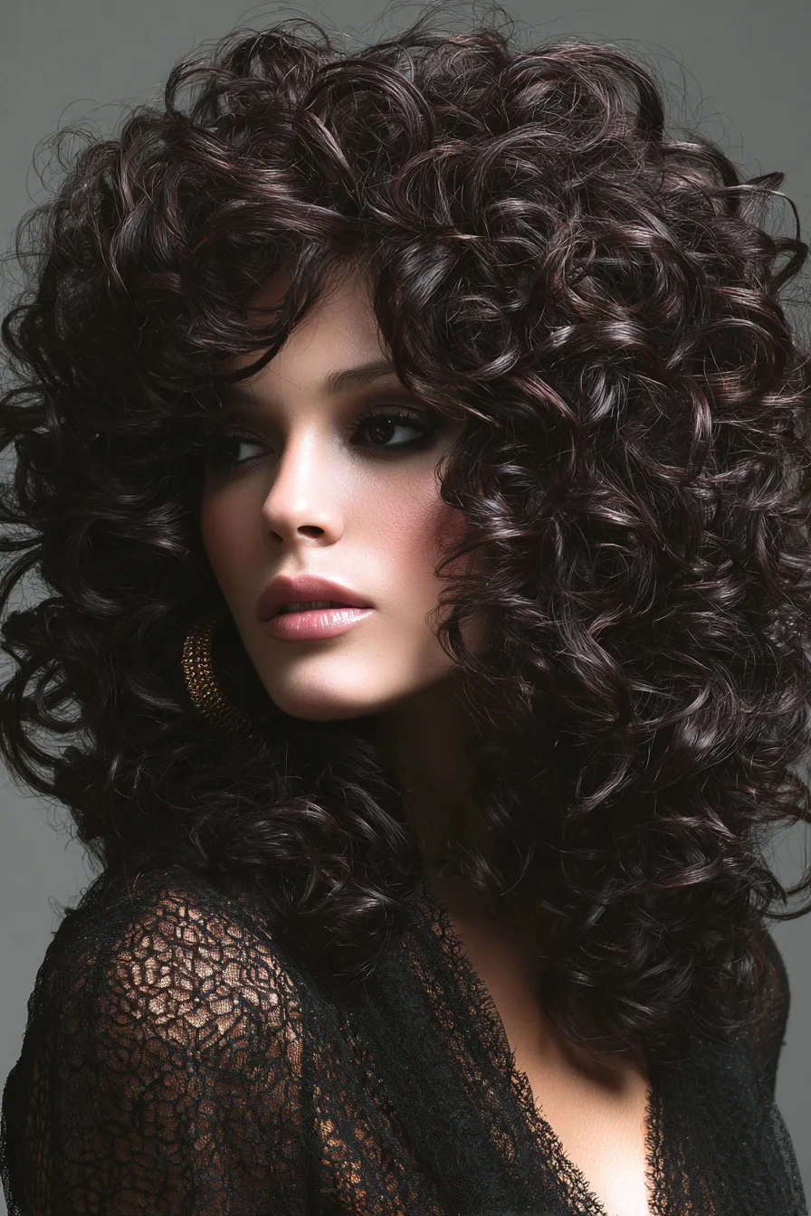 Voluminous Layered Curly Shag with Face‑Framing Ringlets