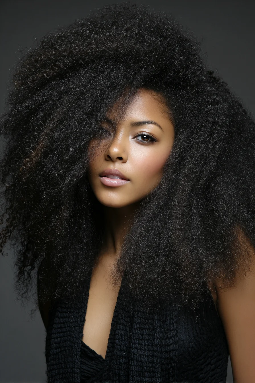 Voluminous Natural Afro — Shaped, Moisture-Rich Styling for Coily & Kinky Hair