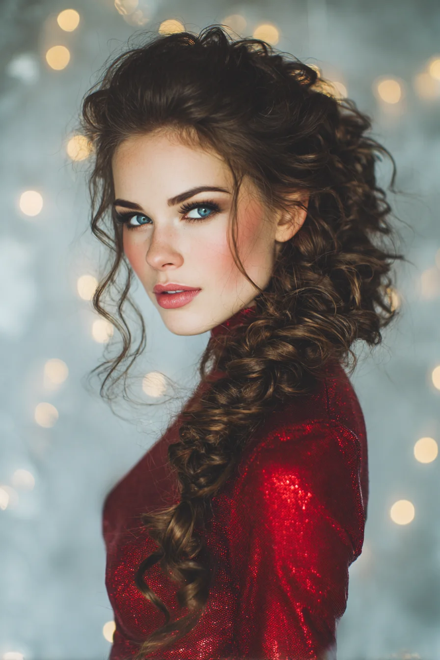 Voluminous Textured Romantic Side Braid with Loose Face‑Framing Tendrils